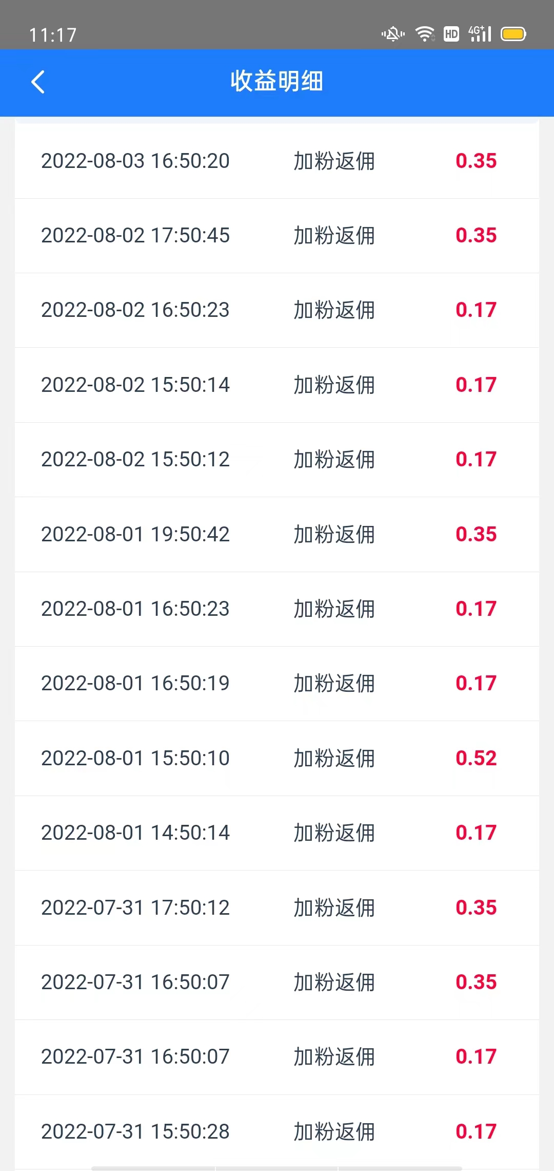 飞翔挂机项目推广佣金收益图