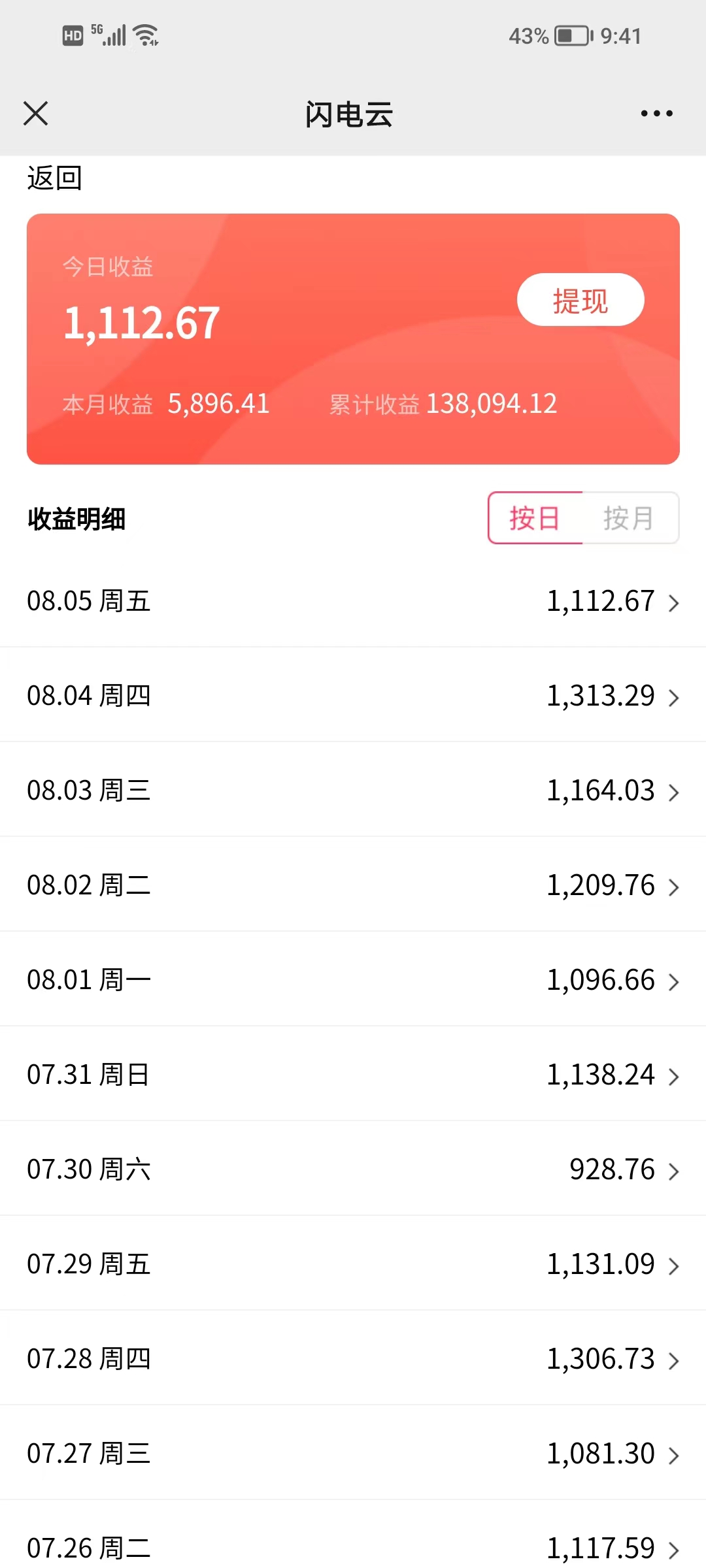 闪电宝代理日收益过1000