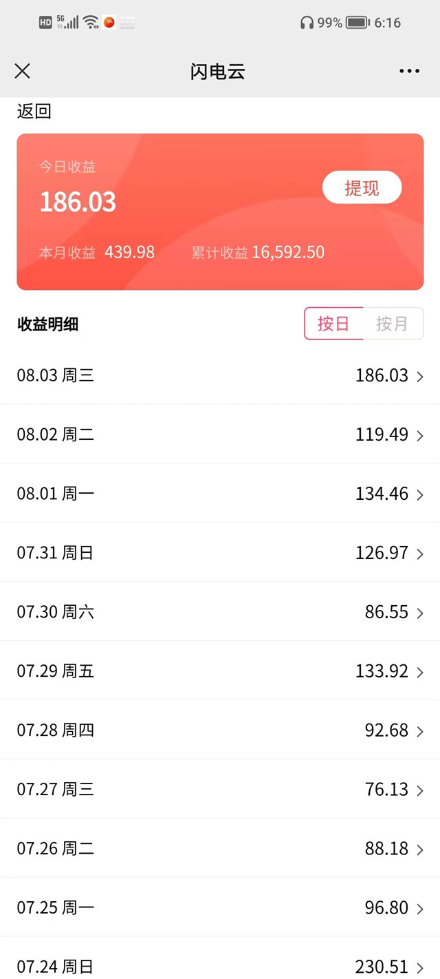 闪电宝Plus代理收益1