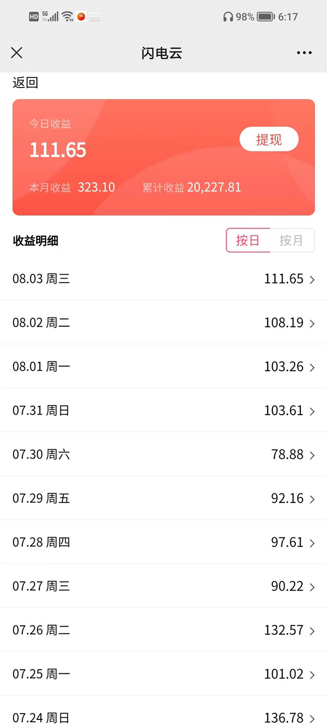 闪电宝Plus代理收益3